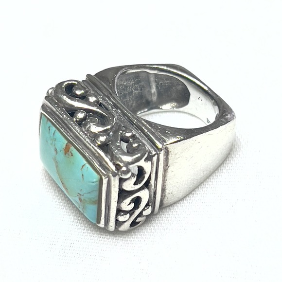 Ornate Filigree BARSE Sterling Silver 925 Turquoise Ring Sz 6.5 - Picture 5 of 11